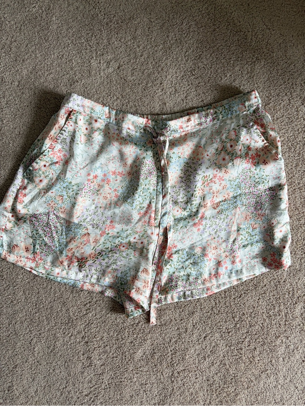 Cynthia Rowley Mint Floral Drawstring Shorts